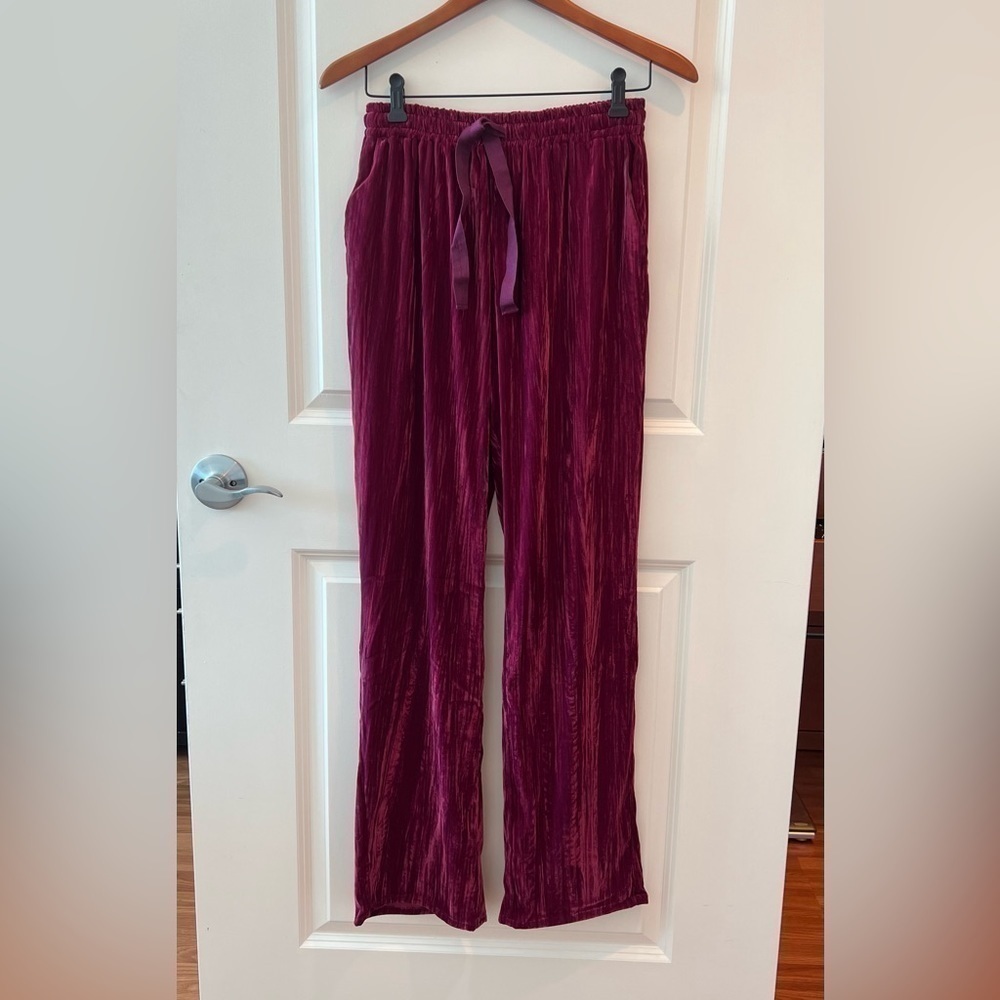 Divine Heritage Revolve Mauve Textured Velvet Drawstring Pants NWT